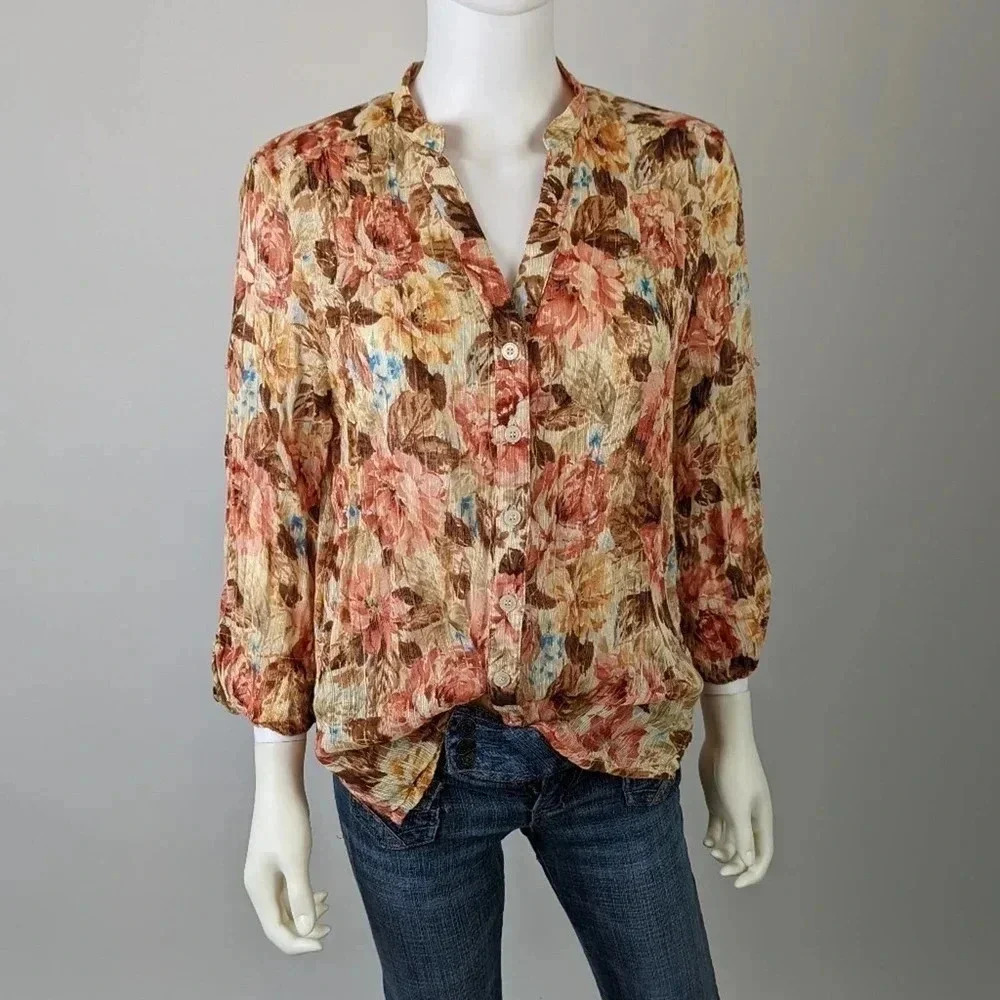 Alfred Dunner Floral Button Front Shirt 12